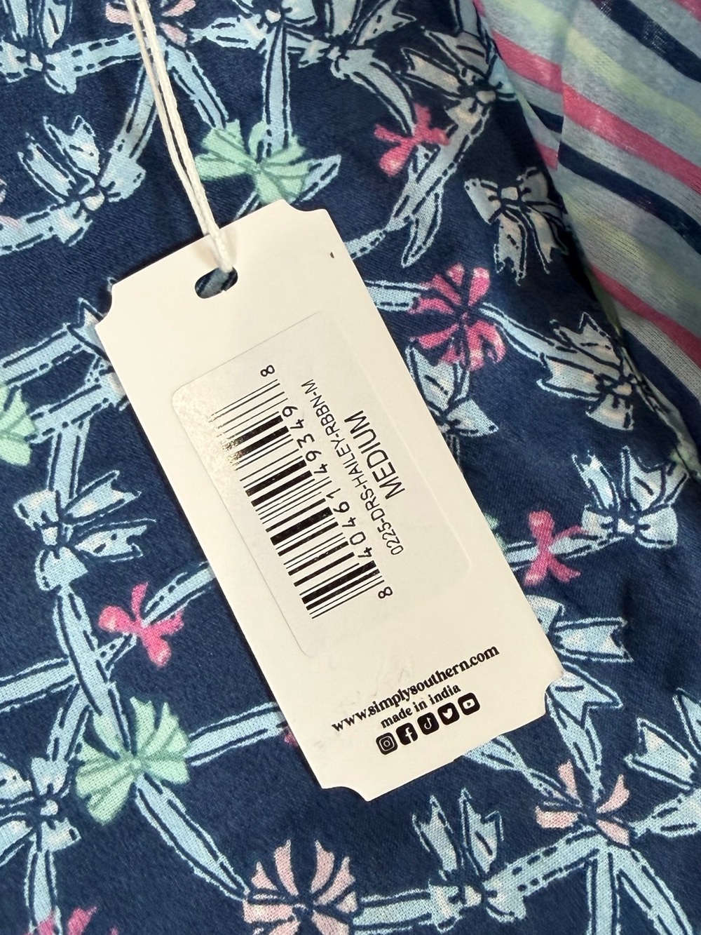 NWT Simply Southern Size Medium Navy Floral Tiered Ruffle Maxi Dress - Picture 6 of 6